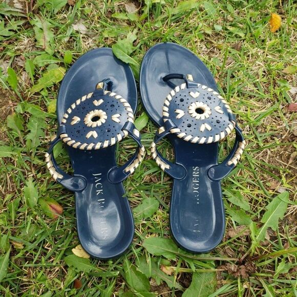 Jack Rogers Womens Georgica Jelly Sandals Slide Size 7 Beachy Vacation Navy Blue - Picture 4 of 12